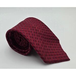 Jos A Bank Traveler Men's Silk Necktie Burgundy Red Geometric Stain Resistant